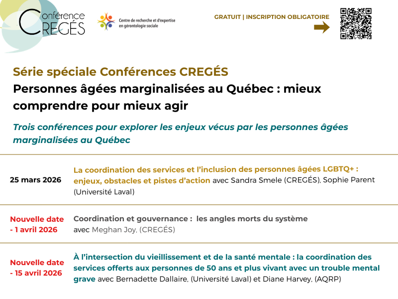 NEW DATES: CREGÉS Lunch and Learn series : Personnes âgées marginalisé·e·s au Québec : mieux comprendre pour mieux agir